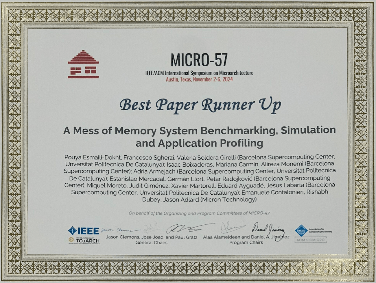 MICRO-57 Best Paper Runner-Up Award